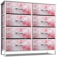 Sorbus Extra Wide Dresser Organizer With 8 Drawers - Large Storage Furniture for Bedroom, Hallway, Living Room, Nursery & Closet Tie dye pink