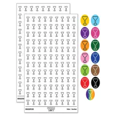 Margarita Glass Outline 200+ 0.50" Round Stickers Dark Blue