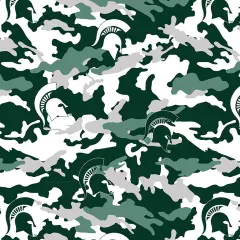Sykel Enterprises-Michigan State University Fleece Fabric-Michigan State Spartans Camouflage Fleece Blanket Fabric-Sold by the yard