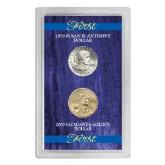 First 1979 Susan B. Anthony Dollar & 2000 First Sacagawea Dollar