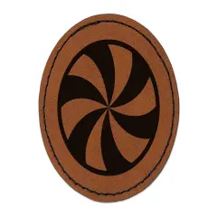 Peppermint Candy Swirl Round Iron-On Engraved Faux Leather Patch Applique - 2.5" Brown
