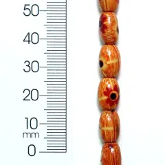 6 Packs of Oval Fancy Wood Beads - Dark Brown - 8x12mm - 2 x 8" Strand