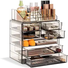 Sorbus Medium Makeup Organizer Set - (3 Large / 4 Small Drawers/Top Tray) Black