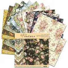 12 Designs 24 Sheets Scrapbook Paper Pack 6x6, 24 Sheets Vintage Scrapbooking Paper Floral Paper One Single-Side Decopodge Paper Supplies For Layout Junk Journal Card-Making Decorative Background Ephemera