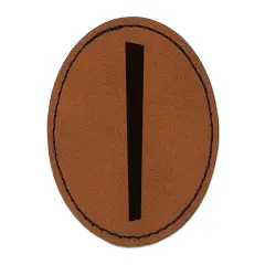 Norse Viking Dwarven Rune Letter I Round Iron-On Engraved Faux Leather Patch Applique - 2.5" Brown