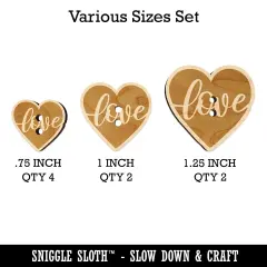 Love Script in Heart Wood Buttons for Sewing Knitting Crochet DIY Craft