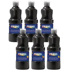 Ready-to-Use Tempera Paint, Black, 16 oz, Pack of 6
