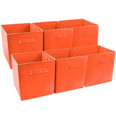 Sorbus Fabric Collapsible Cube Storage Bins Set (6 Pack) Orange