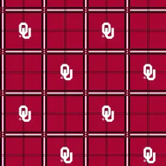 Sykel Enterprises-University of Oklahoma Flannel Fabric-Oklahoma Sooners Plaid Cotton Flannel Fabric