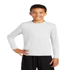 Sport-Tek&reg; Crew Neck Long Sleeve T-Shirt for Youth White