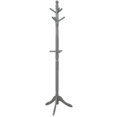 Adjustable Height Free Standing Wooden Coat Rack Tree Perfect for Any Room Grey