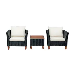3 Pieces Outdoor Patio Rattan Furniture Set White