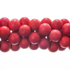 Earth's Jewel Semi-Precious 12mm Red Stabilized Turquoise Dyed Natural Round Strung Bead