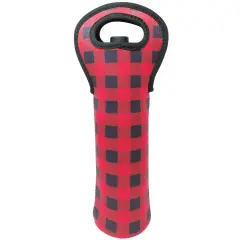 Wrapables Insulated Neoprene Wine Tote, One Bottle / Red Plaid