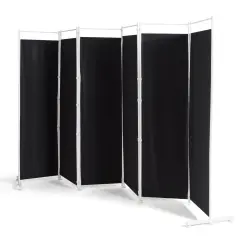 6-Panel Room Divider Folding Privacy Screen Black
