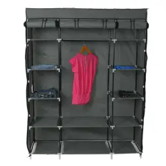 Portable Closet Wardrobe Clothes Rack Storage Organizer. Grey