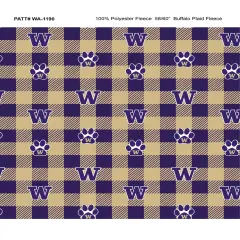Sykel Enterprises-University of Washington Fleece Fabric-Washington Huskies Buffalo Plaid Fleece Blanket Fabric-Sold by the yard