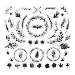 Hying Christmas Wreath Branch Clear Stamp for Christmas Card Making Scrapbooking Crafting DIY Decoration, Flower Leaves Christmas Transparent Silicone Stamp for Embossing Album Craft, Christmas Stamps