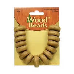 6 Packs of Button Wood Beads - Taupe - 20mm x 7mm - 15 pcs.