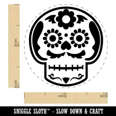 Mustache Floral Sugar Skull Dia De Los Muertos Self-Inking Rubber Stamp Ink Stamper for Stamping Crafting Planners Sky Blue