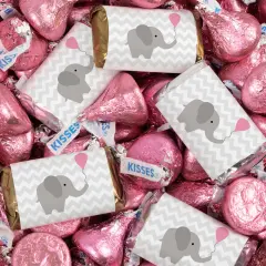 130 pcs Girl Baby Shower Candy Hershey's Chocolate Mix (1.65 lb) Pink Baby Elephant - By Just Candy