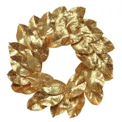 Magnolia Leaf Wreath with Lifelike Real Touch Gold Leaves | 24" Wide | Indoor/Outdoor Use | Holiday Xmas Accents | Christmas Wreaths | Home & Office Decor (Set of 2) - 2024 Christmas Collection, Floral Home by Artificial Flowers