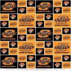 Sykel Enterprises-Oklahoma State University Cotton Fabric-Oklahoma State OSU Cowboys Geometric Cotton Quilting Fabric