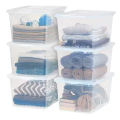 IRIS USA 6Pack 58 Quart Plastic Storage Bin Tote Organizing Container with Latching Lid, Stackable and Nestable, Clear
