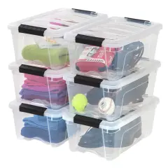 IRIS USA 6 Pack 12qt Clear View Plastic Storage Bin with Lid and Secure Latching Buckles