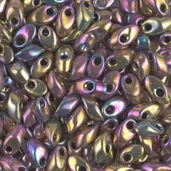 Miyuki Long Magatamas 4x7mm, Metallic Purple Gold Iris, LMA-188, 8.5 grams