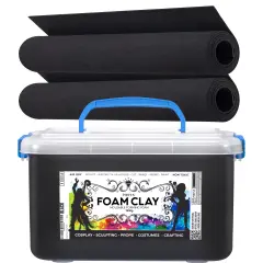 Foam Modeling Clay For Sculpting & EVA Foam - 1500g Cosplay Foam Clay Air Dry (Black Foam) and 2 Cosplay EVA Foam Rolls (35cm x 150cm x 5mm Foam Roll, Black), Air dry foam clay for Craft Foam Clay Kit&hellip;