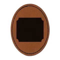 Rectangle Clipped Corners Solid Round Iron-On Engraved Faux Leather Patch Applique - 2.5" Brown