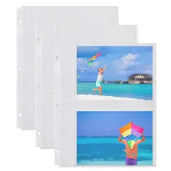 Dunwell Photo Album Refills 5x7 - (25 Pack), for 100 Pictures, Photo Sleeve Inserts for 3-Ring Binder, 2-Pocket Photo Page for 5 x 7 Photographs, Postcards, Recipe Cards