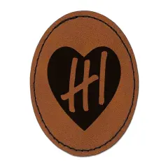 HI Hawaii State in Heart Round Iron-On Engraved Faux Leather Patch Applique - 2.5" Brown