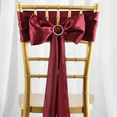 10Pcs Satin Chair Sashes for Wedding Reception Decor Burgundy