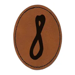Number 8 Eight Felt Marker Font Round Iron-On Engraved Faux Leather Patch Applique - 2.5" Brown