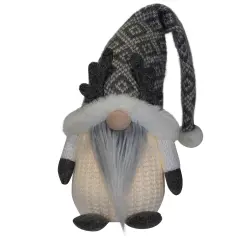 Northlight Lighted Gnome with Antlers Christmas Figure - 9" - Gray and White