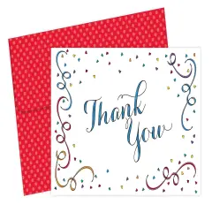 Great Papers! Thank You Note Card and Red Envelope, Party Elements, 4.75" x 3.375"(folded), 10 count