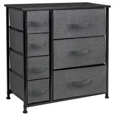 Sorbus Dresser with Drawers - Furniture Storage Tower Unit for Bedroom, Hallway, Closet, Office Organization - Steel Frame, Wood Top, Easy Pull Fabric Bins Black