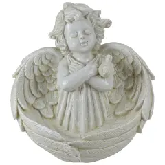 Northlight 9" Cherub Angel Wings Bird Feeder Outdoor Garden Statue Ivory