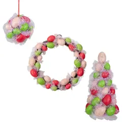 Northlight 3-Piece Speckled Easter Egg Tree, Ball and Wreath Set Pink