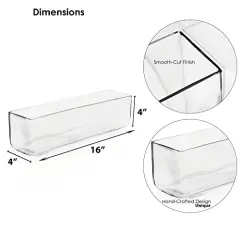 Glass Rectangle Vase (H:4" Open:16"x4") | Multiple Size Choices Rectangular Flower Vase Centerpieces | Decorative Wedding Centerpiece Vases | Glass Terrarium Container