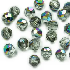 6 Packs of 8mmx 8 mm Faceted Glass Bead Strand 8 in