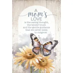 A Mom's Love Wood Plaque with Easel and Hook Wall Tabletop Art - 4 inches x 6 inches