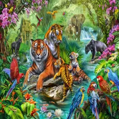 Sunsout Tiger Jungle 500 pc Jigsaw Puzzle 70806