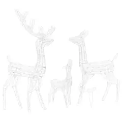 Acrylic Reindeer Family Christmas Decoration with 300 Cold White LEDs