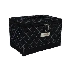 Collapsible Sewing Kit Organizer Box, Black & Blue Quilted