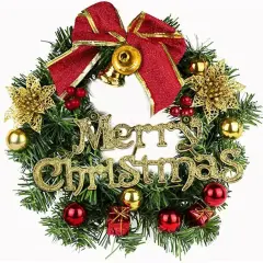 Christmas Wreath with Golden Bows for Indoor Outdoor Holiday Decoration