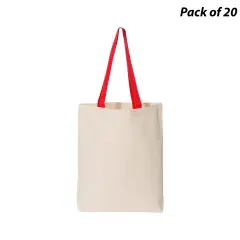 Q-Tees&reg; 11L Canvas Tote with Contrast-Color Handles Natural/ red