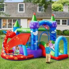 Kids Inflatable Bounce House Dragon Jumping Slide Bouncer Castle